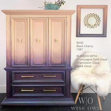 Load image into Gallery viewer, Cabinet painted in Wise Owl Black Cherry and 1987 with Glaze