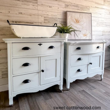Load image into Gallery viewer, Cabinets painted in Wise Owl Sea Salt by Sweet Cottonwood