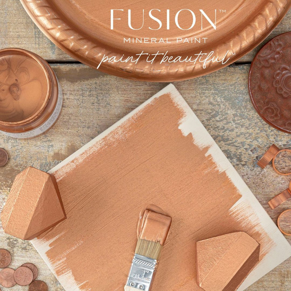 Fusion Metallic Paint flat lay in copper