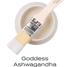 Load image into Gallery viewer, Open Jar of Fusion Mineral Paint in Colour Goddess Ashwagandha with Paintbrush
