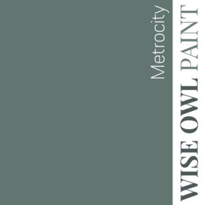 Grey background with 'Wise Owl Paint' and 'Metrocity' text on a white vertical stripe.