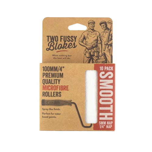 Two Fussy Blokes 10-Pack Microfibre Mini 100mm Paint Rollers 5mm Nap (Multi Packs)